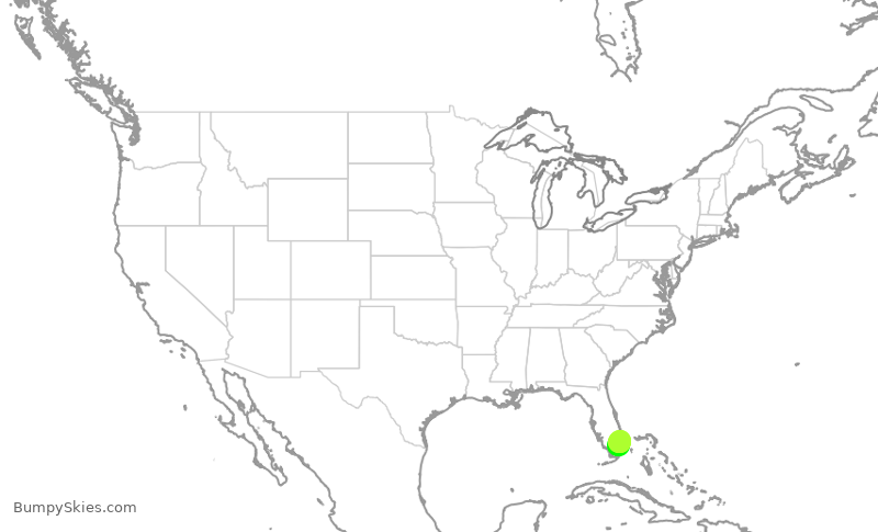 Turbulence forecast map for JTL420, OPF to BCT