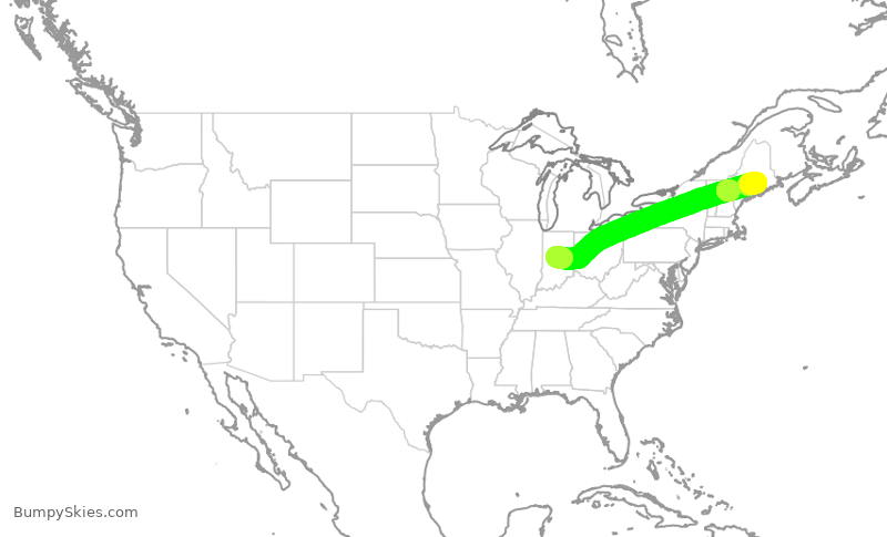 Turbulence forecast map for JTL52, KTYQ to BGR