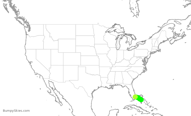 Turbulence forecast map for JTL546, FLL to NAS