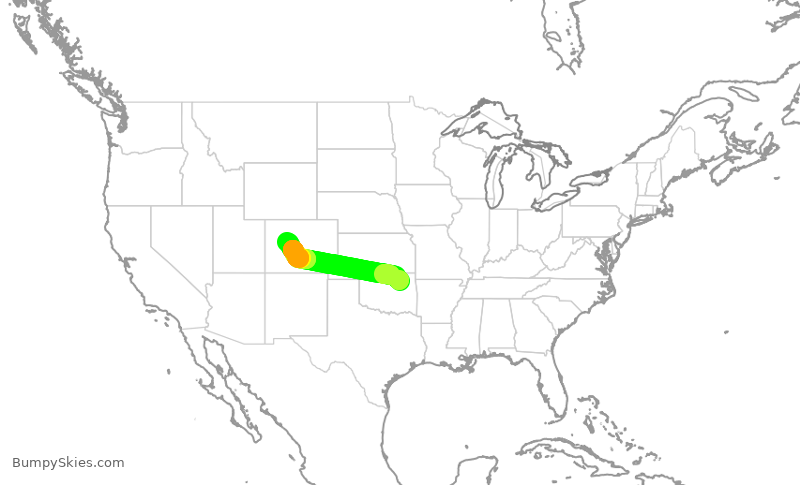 Turbulence forecast map for JTL563, TUL to ASE