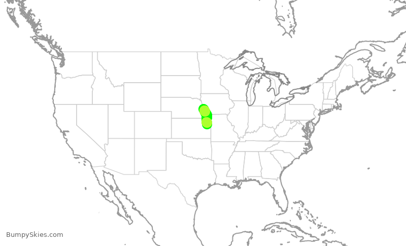 Turbulence forecast map for JTL604, OMA to LWC