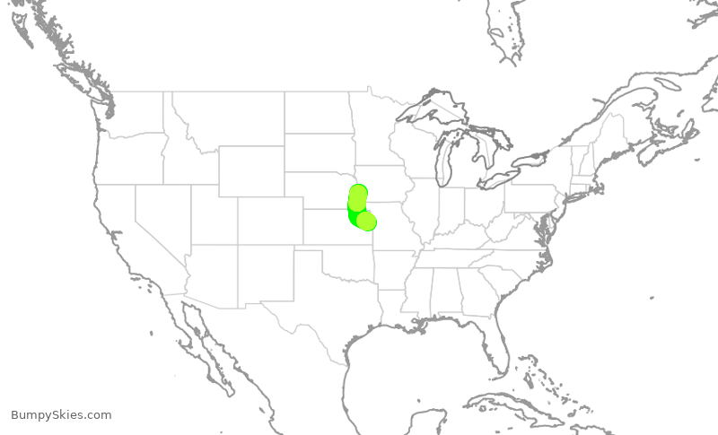 Turbulence forecast map for JTL712, JCI to OMA