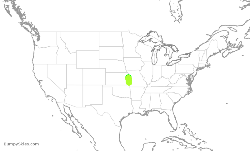 Turbulence forecast map for JTL712, KPTS to JCI