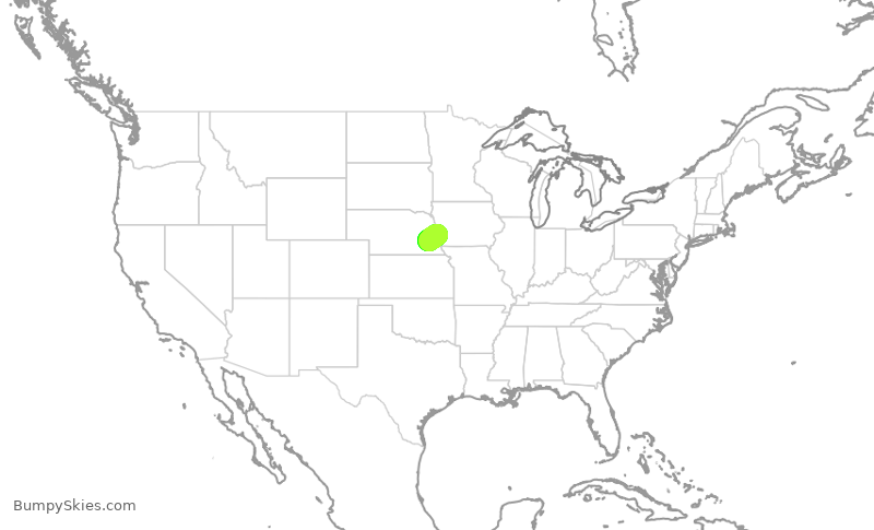 Turbulence forecast map for JTL780, LNK to OMA