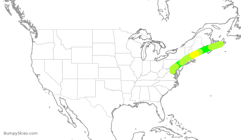 Turbulence forecast map for JTL811, YPS to IAD