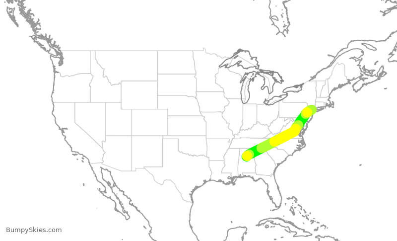 Turbulence forecast map for JTL820, BHM to TEB