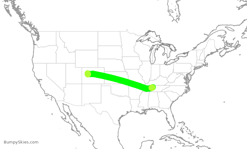 Turbulence forecast map for JTL868, ASE to BNA