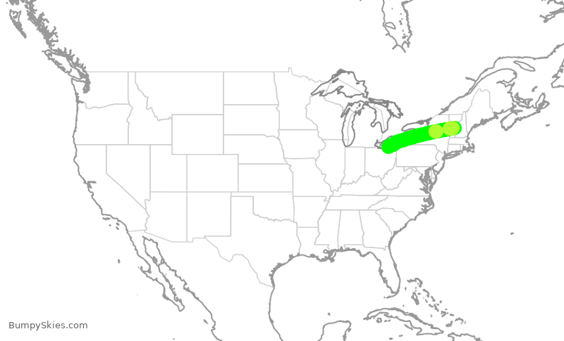 Turbulence forecast map for JTL887, CGF to LEB