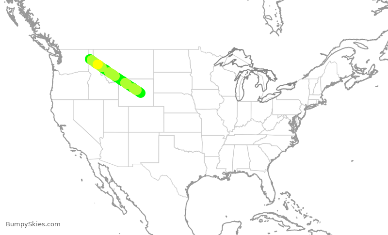 Turbulence forecast map for JTL887, COE to CPR