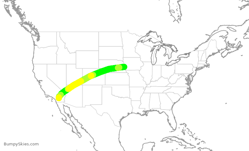 Turbulence forecast map for JTL887, OMA to TRM