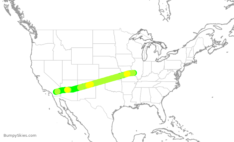 Turbulence forecast map for JTL887, TRM to STL