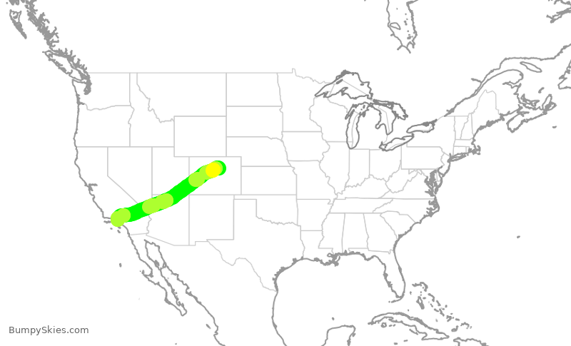 Turbulence forecast map for JTL89, APA to VNY