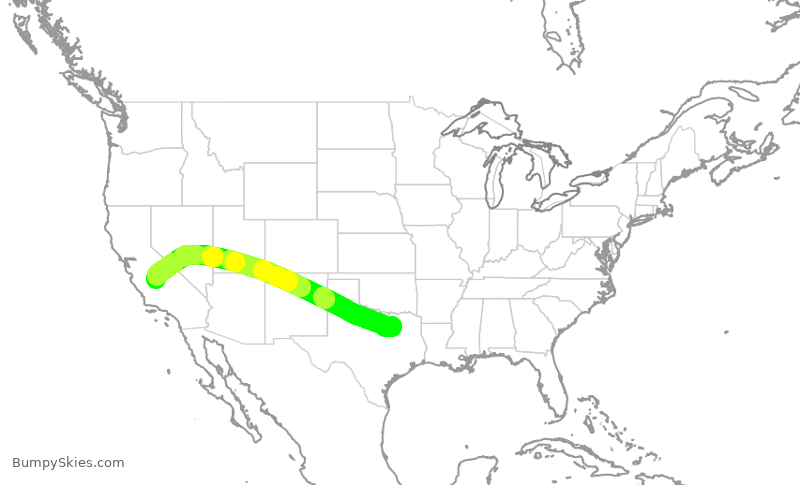 Turbulence forecast map for JTL91, DAL to VIS