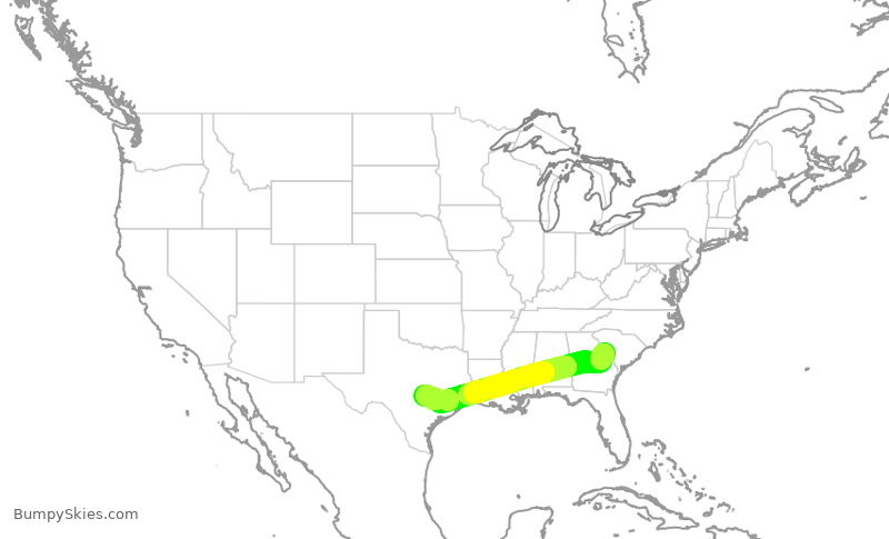 Turbulence forecast map for JTL945, AGS to AUS