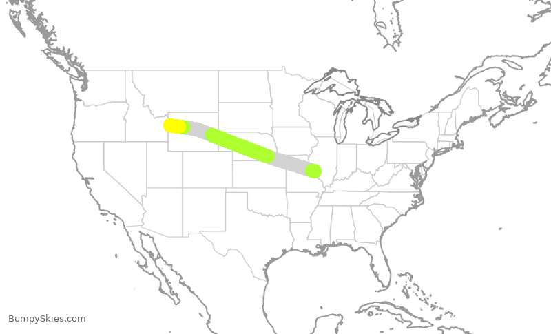 Turbulence forecast map for JTL96, JAC to STL