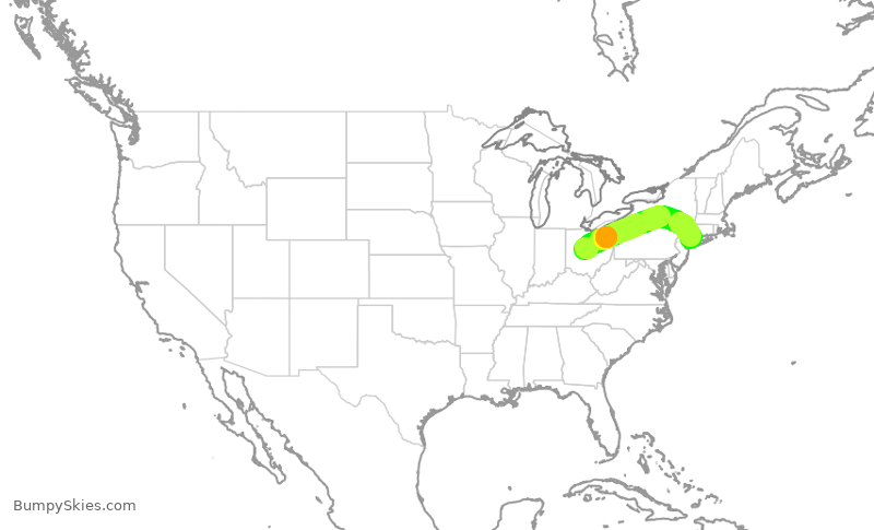 Turbulence forecast map for JTL979, KDLZ to HPN