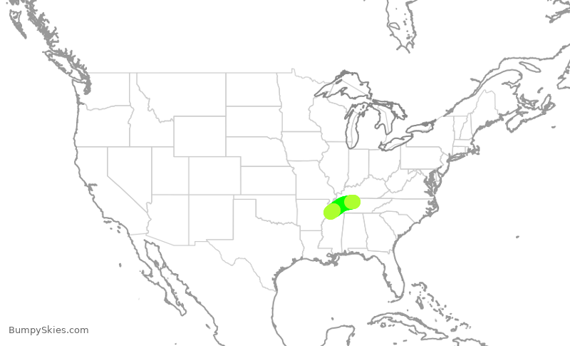 Turbulence forecast map for JTZ810, BNA to OLV