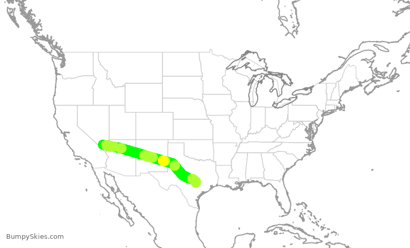 Turbulence forecast map for JTZ810, LAS to AUS