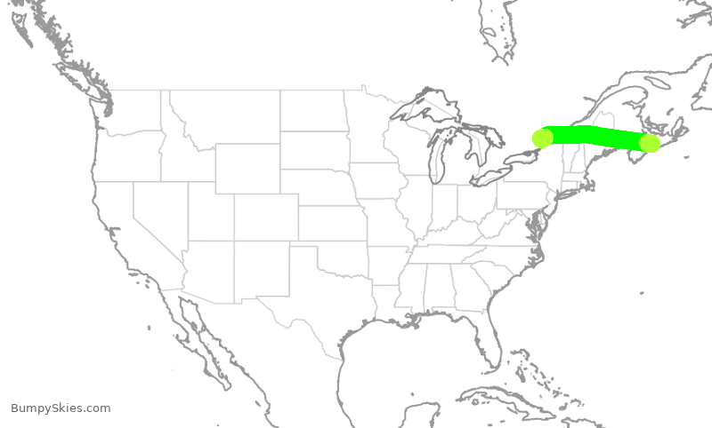 Turbulence forecast map for JZA107, YHZ to YOW