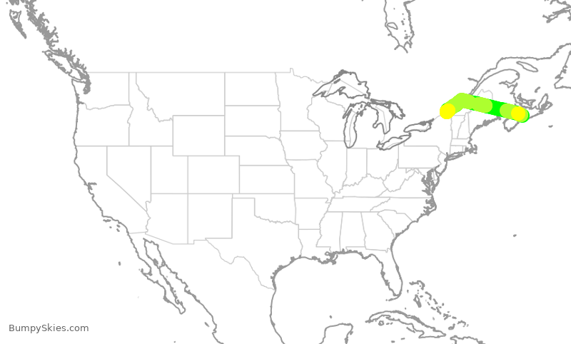 Turbulence forecast map for JZA249, YHZ to YUL