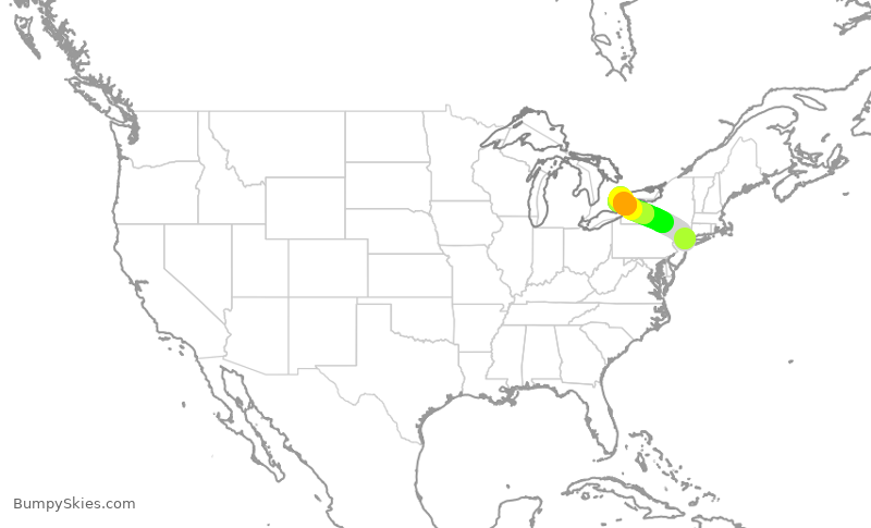 Turbulence forecast map for JZA453, LGA to YYZ