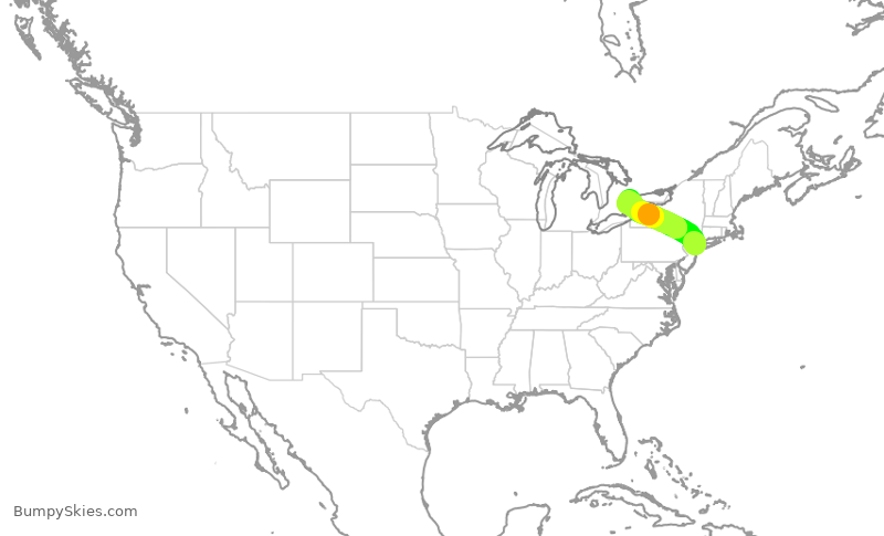 Turbulence forecast map for JZA471, LGA to YYZ