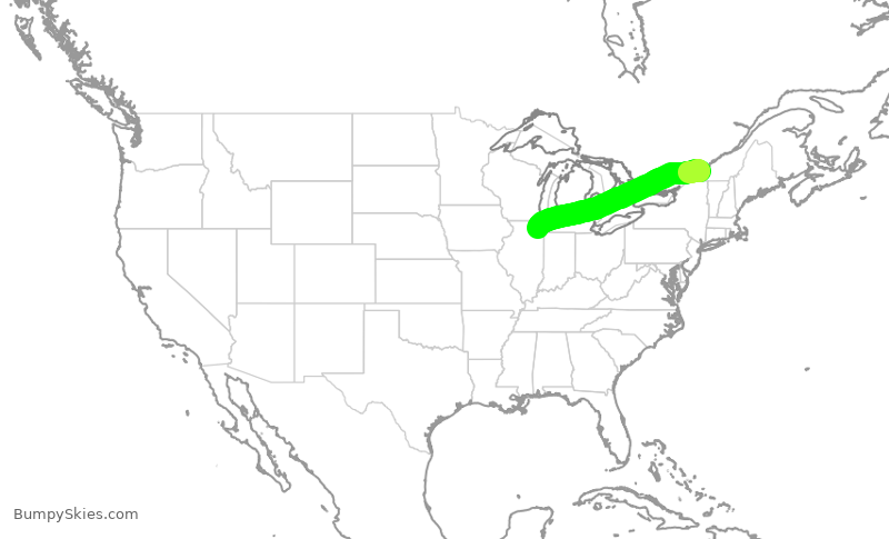 Turbulence forecast map for JZA477, YUL to ORD