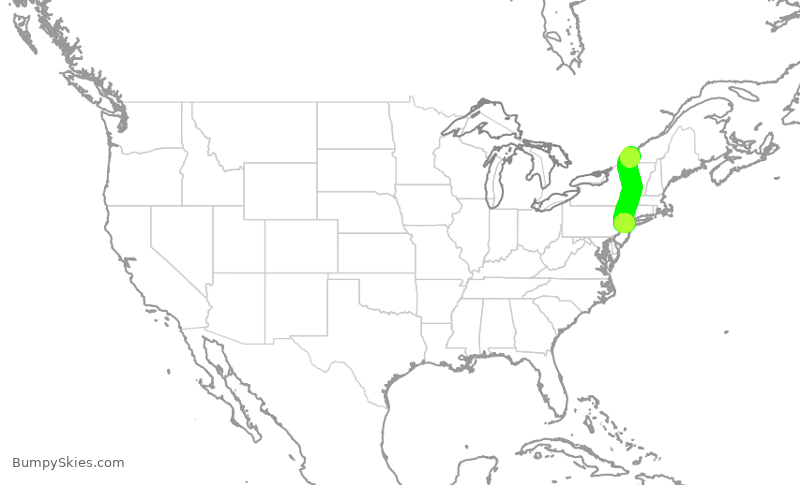 Turbulence forecast map for JZA500, YUL to EWR