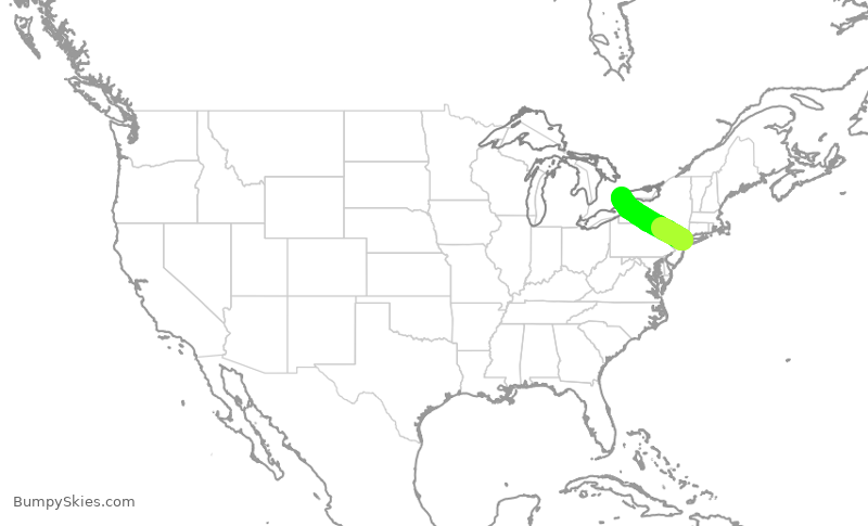 Turbulence forecast map for JZA535, LGA to YTZ
