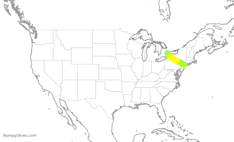 Turbulence forecast map for JZA537, LGA to YTZ