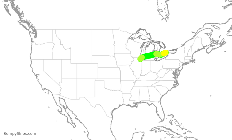 Turbulence forecast map for JZA549, YTZ to ORD