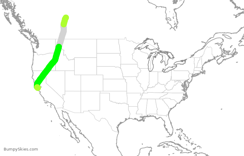 Turbulence forecast map for JZA557, YEG to SFO
