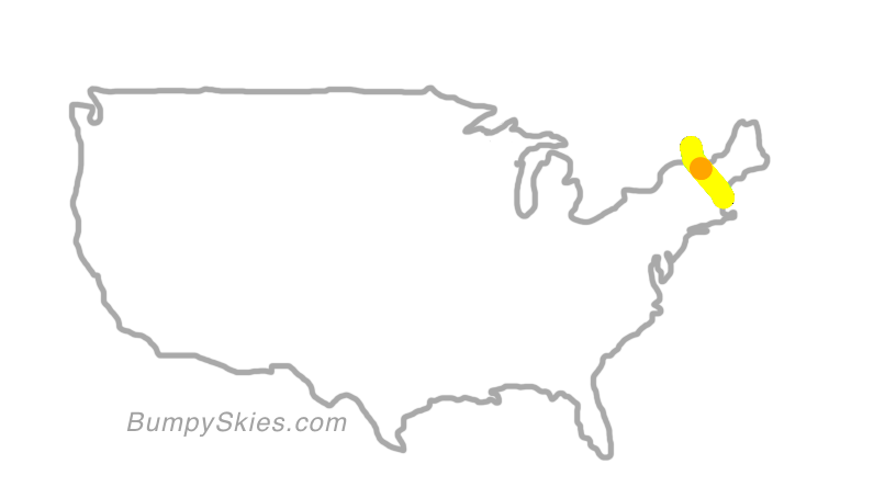 Map of continental US with illustrated flight path and turbulence forecast (described in text below)