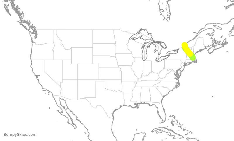 Turbulence forecast map for JZA611, BOS to YUL