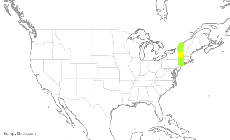Turbulence forecast map for JZA640, YUL to LGA