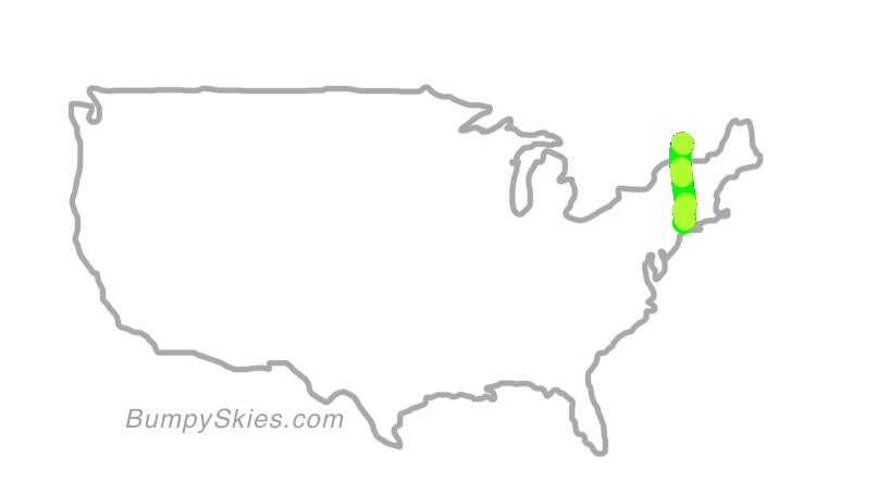 Map of continental US with illustrated flight path and turbulence forecast (described in text below)