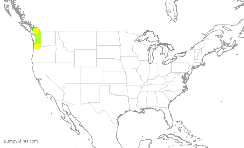 Turbulence forecast map for JZA649, PDX to YVR