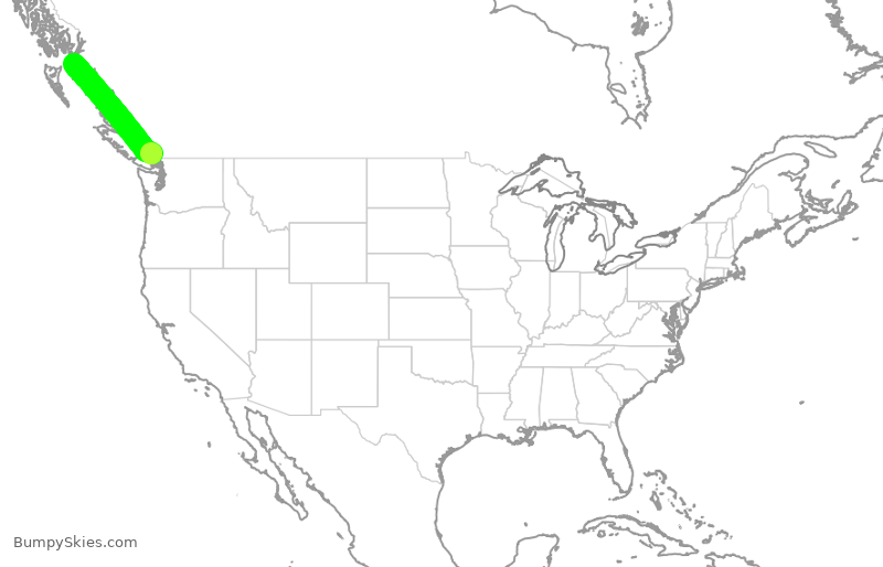 Turbulence forecast map for JZA7188, YVR to YPR