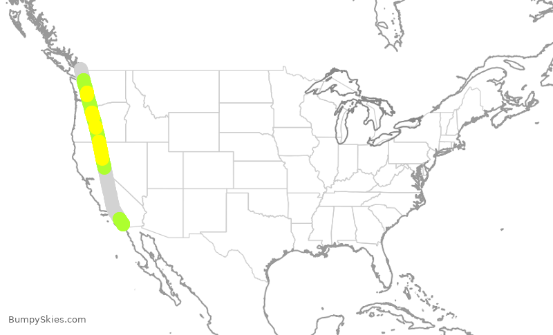 Turbulence forecast map for JZA766, YVR to SAN