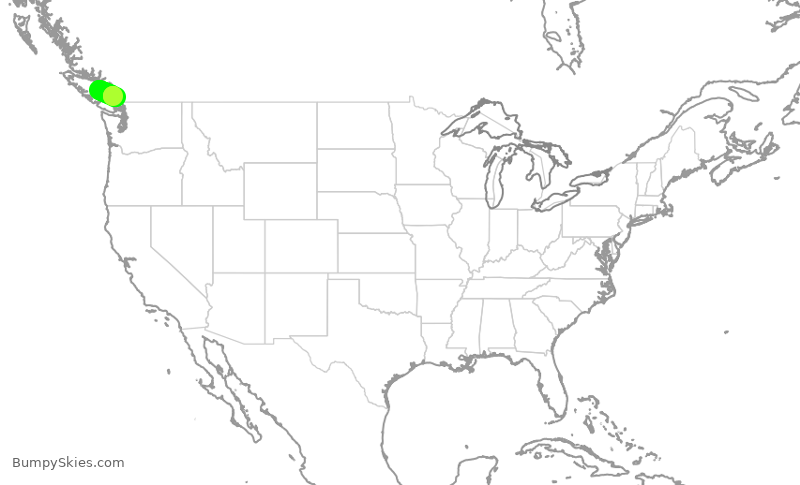 Turbulence forecast map for JZA7802, YQQ to YVR
