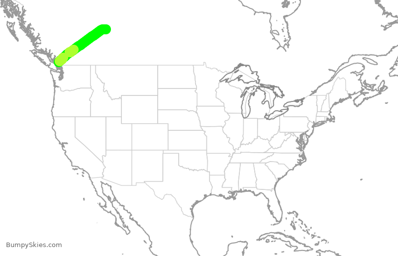 Turbulence forecast map for JZA7808, YVR to YEG