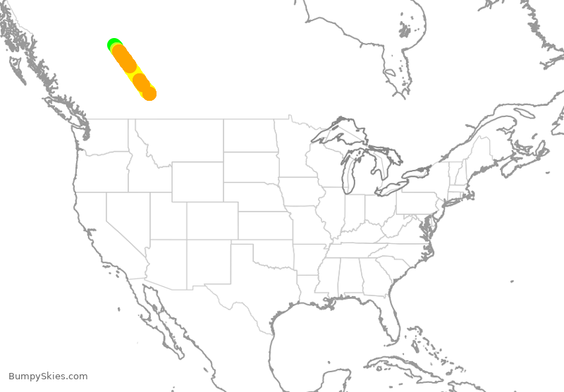 Turbulence forecast map for JZA7814, YQU to YYC