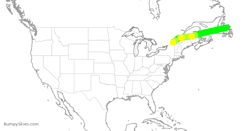 Turbulence forecast map for JZA7903, YQX to YUL