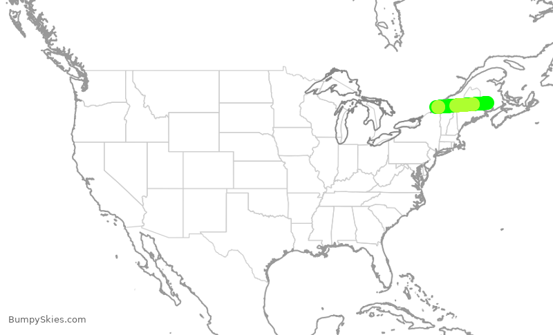 Turbulence forecast map for JZA7917, YFC to YUL
