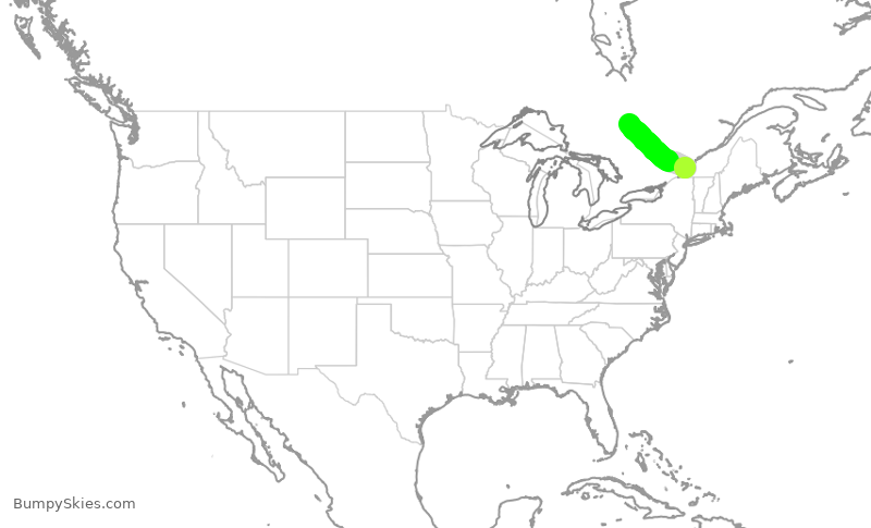 Turbulence forecast map for JZA7985, YUL to YUY