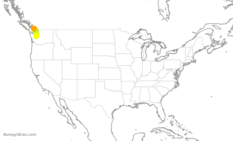 Turbulence forecast map for JZA801, SEA to YVR