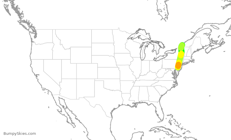 Turbulence forecast map for JZA859, YUL to PHL