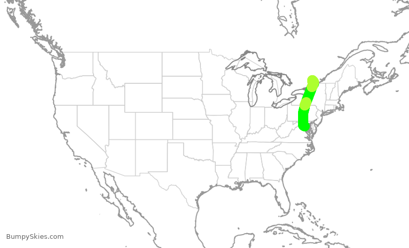 Turbulence forecast map for JZA870, DCA to YOW