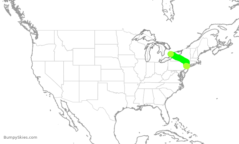Turbulence forecast map for JZA874, YYZ to EWR
