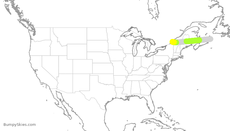 Turbulence forecast map for JZA96, YUL to YQY